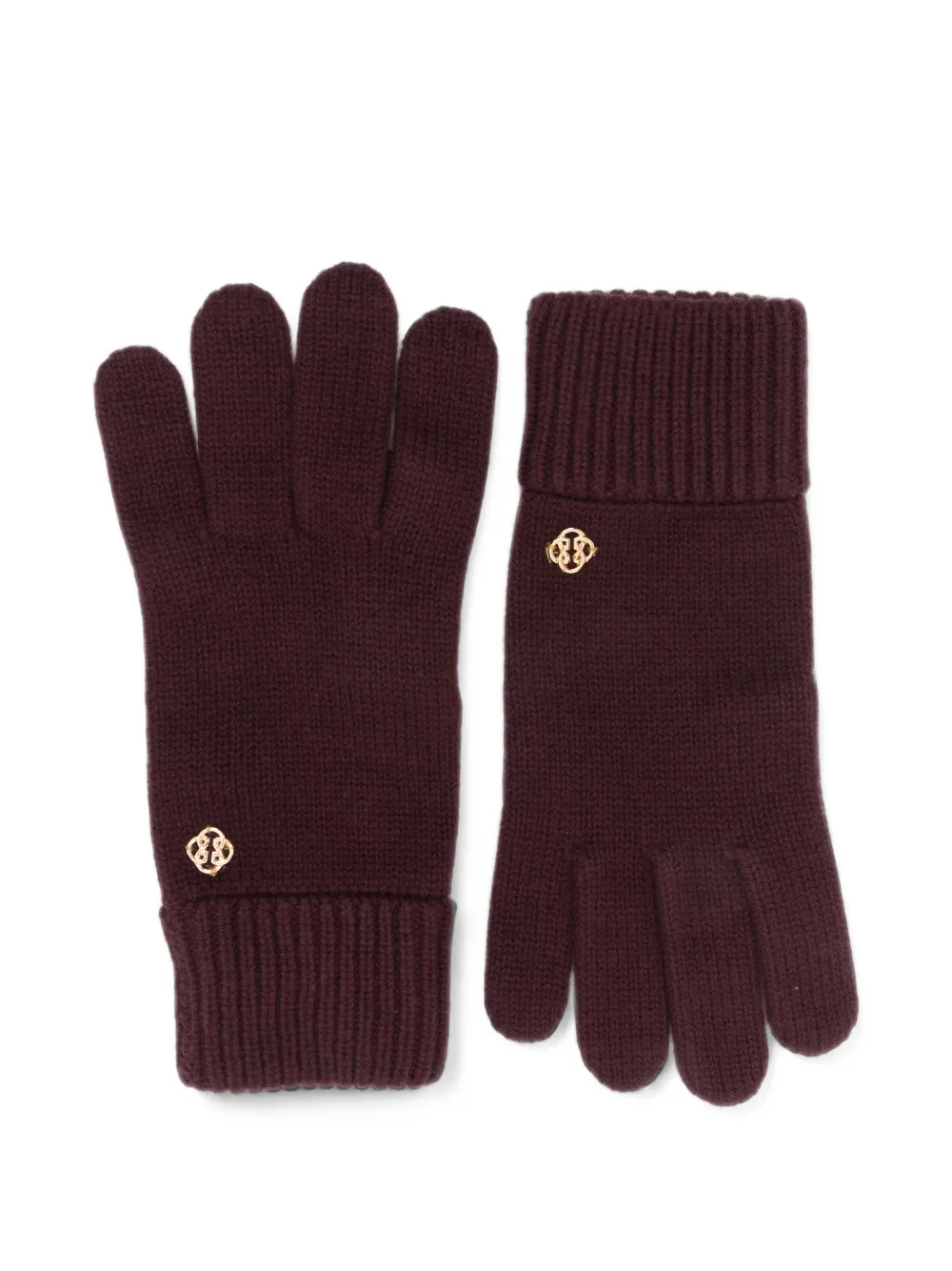 Gant logo-plaque ribbed-cuff gloves - Rosso