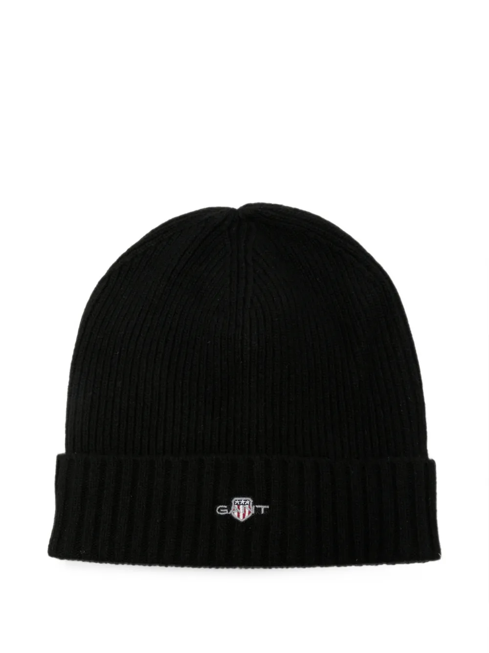 Gant Shield logo-embroidered beanie hat Zwart