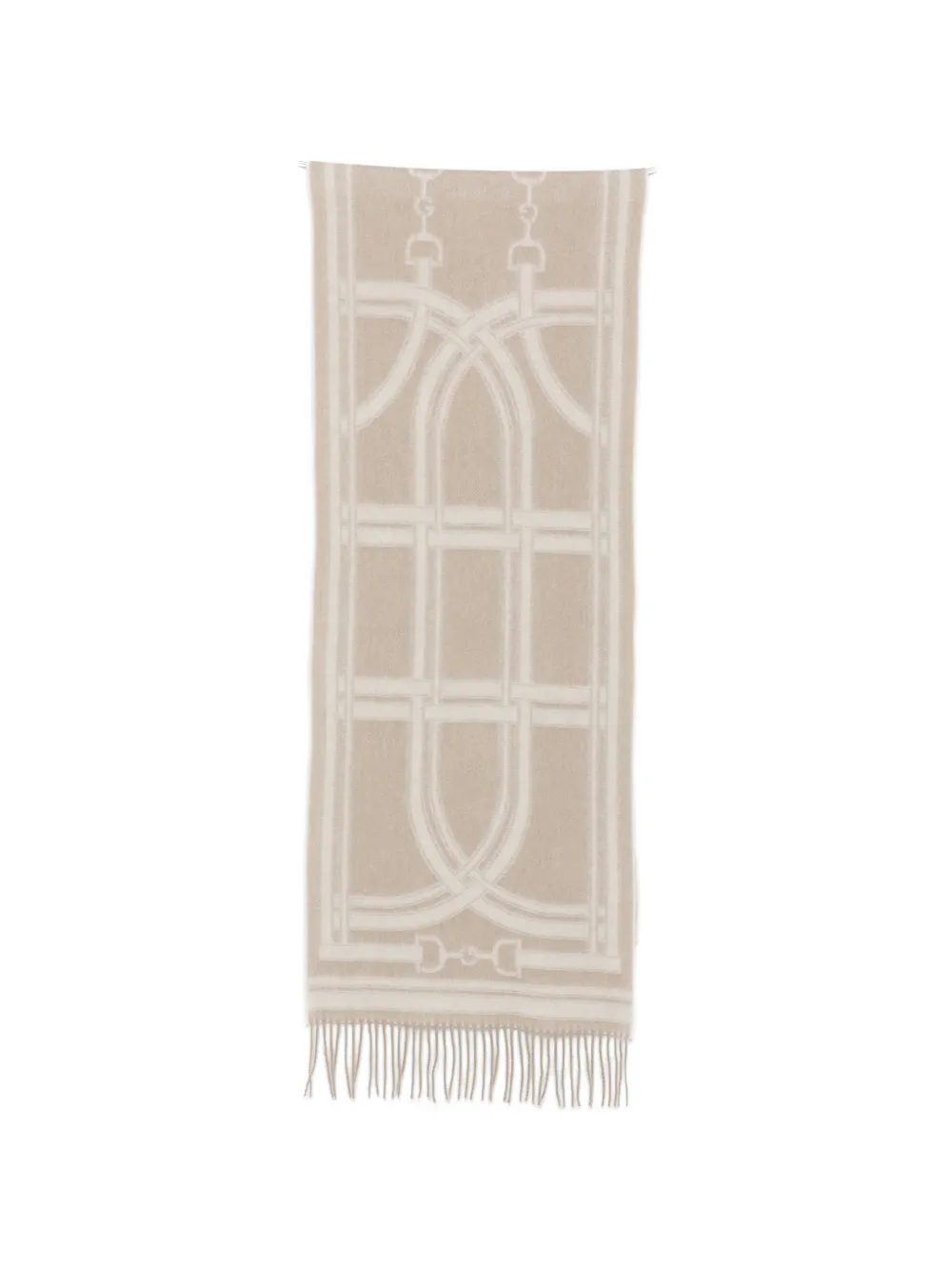 Gant chain-jacquard wool scarf Beige