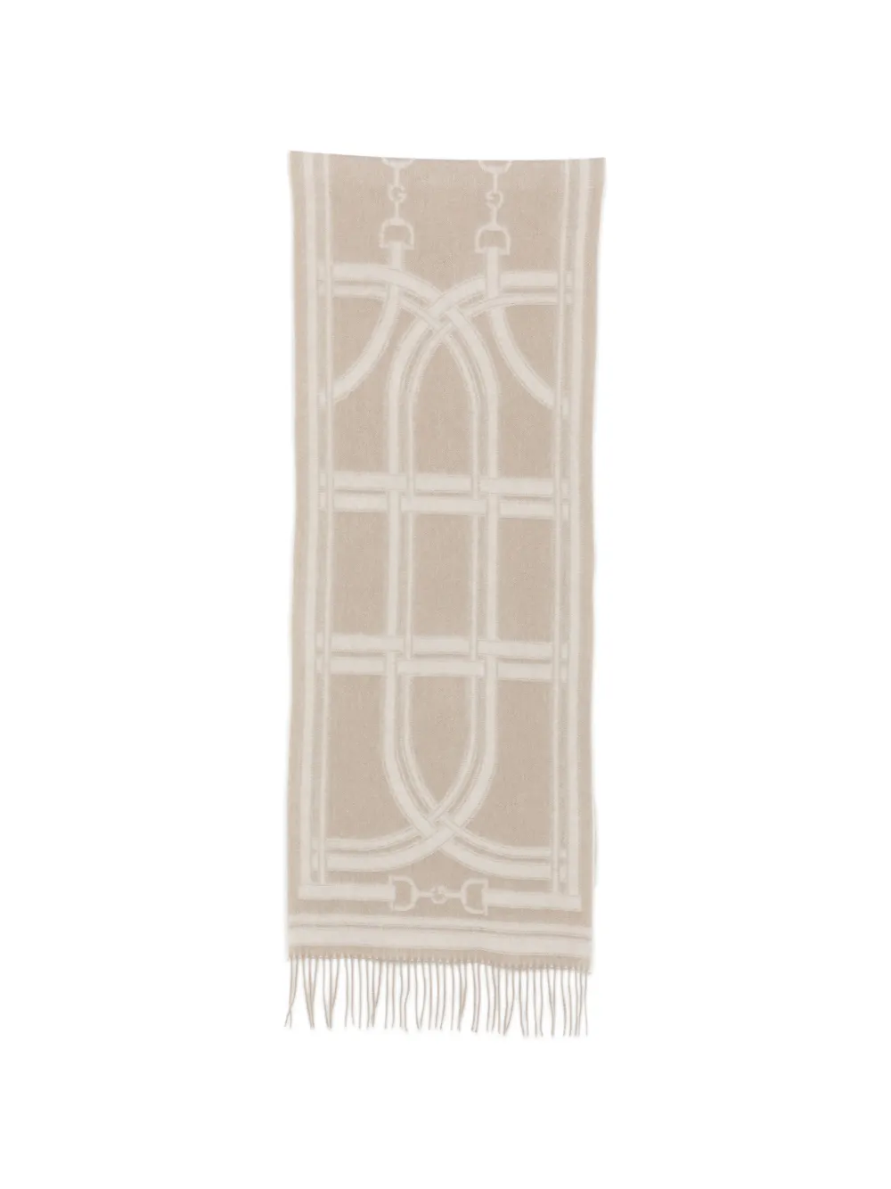 Gant chain-jacquard wool scarf Beige