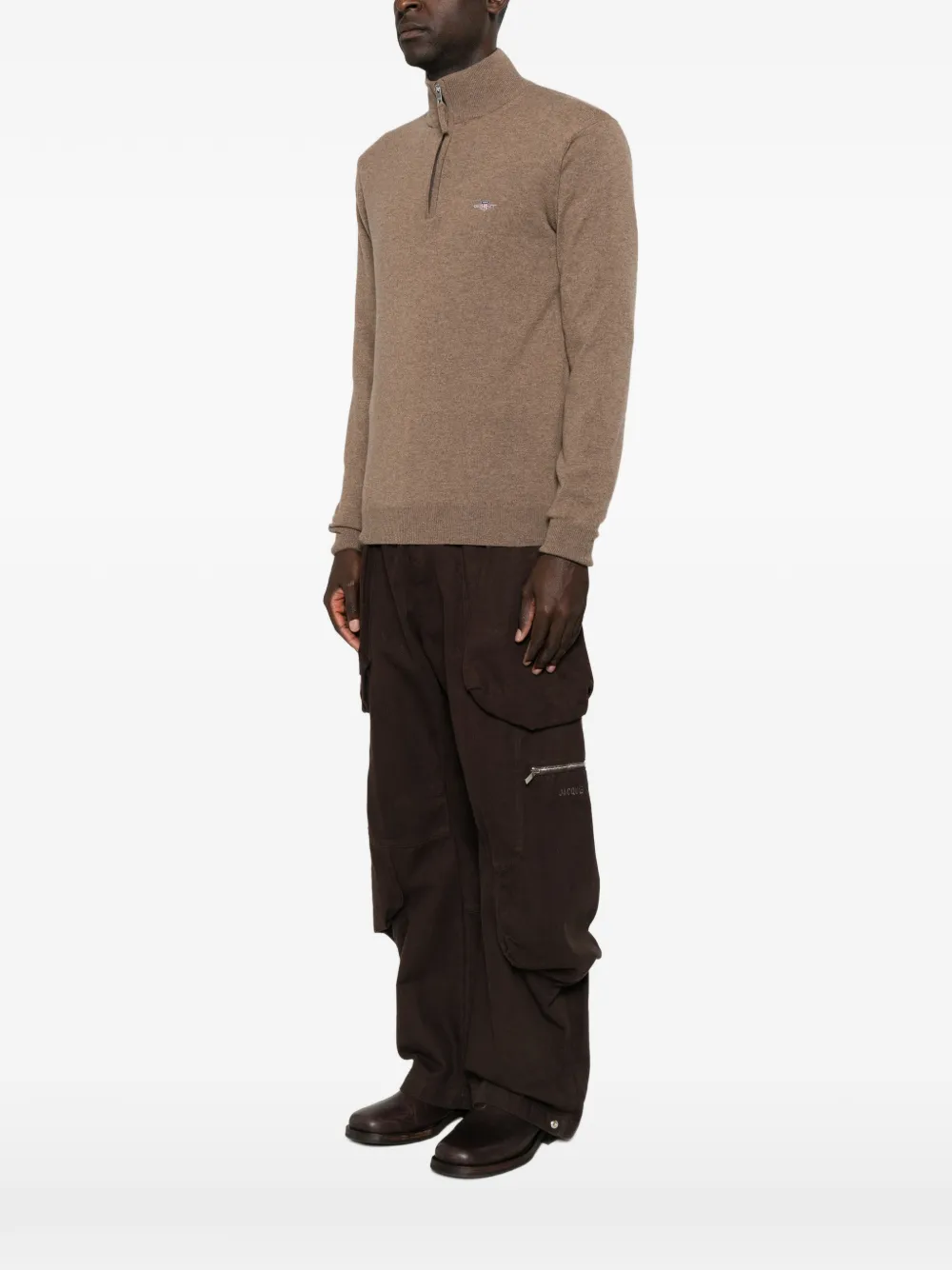 Gant Wollen trui met rits Beige