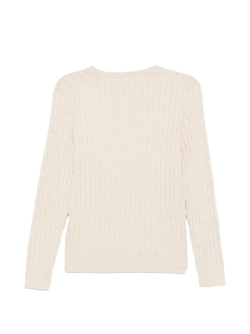 Gant Kabelgebreide trui met V-hals Beige