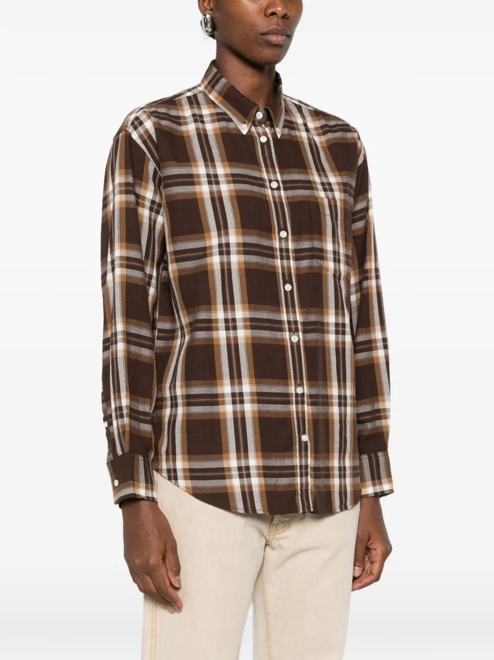 Gant Geruit flanellen shirt Bruin