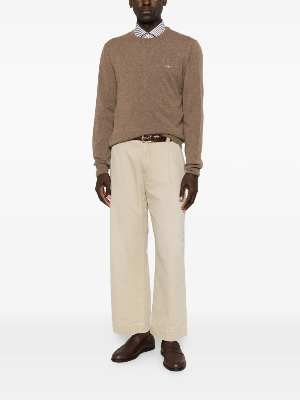 Gant Superfine lamswollen trui Bruin