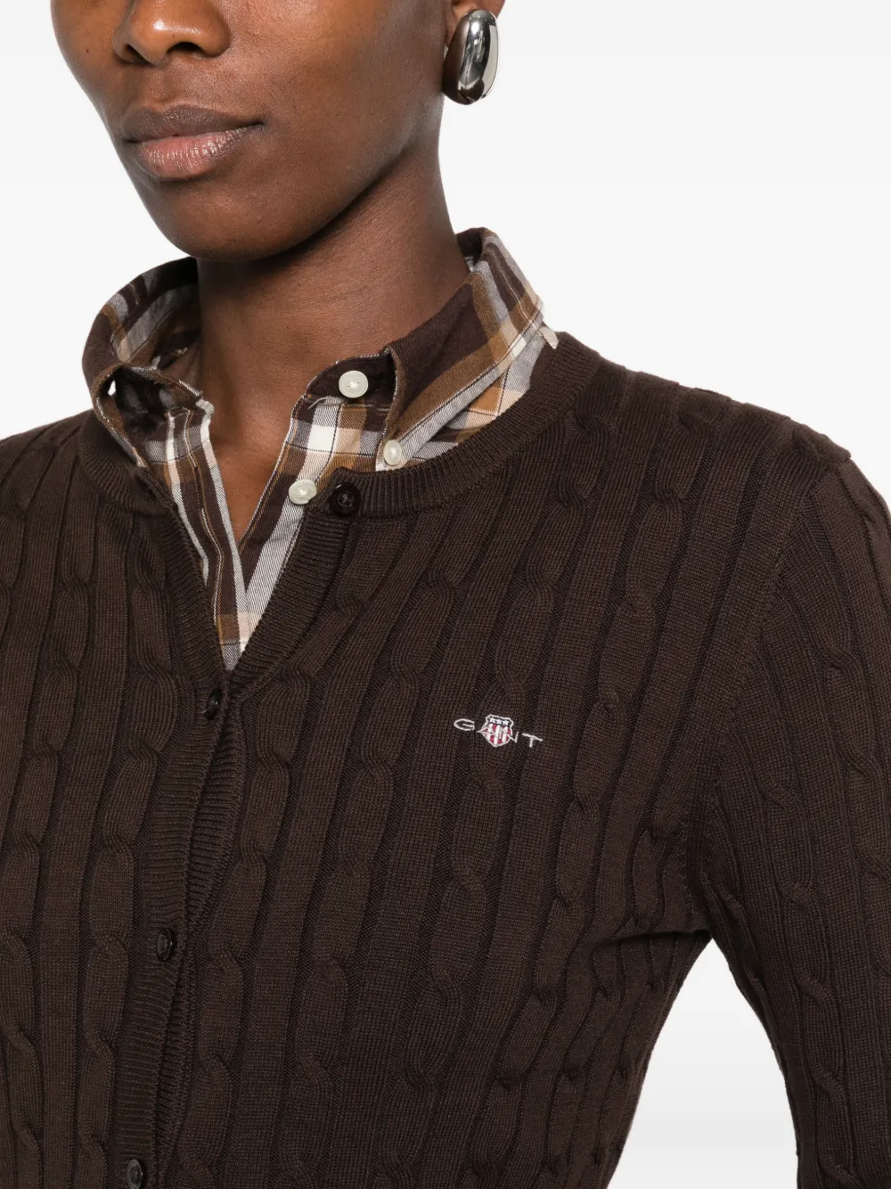 Gant Kabelgebreid vest Bruin