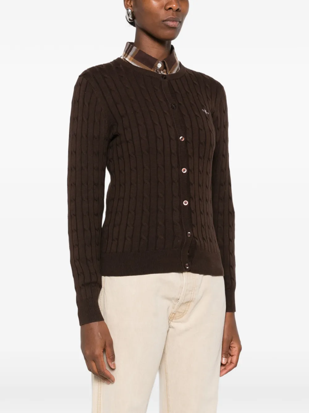 Gant Kabelgebreid vest Bruin