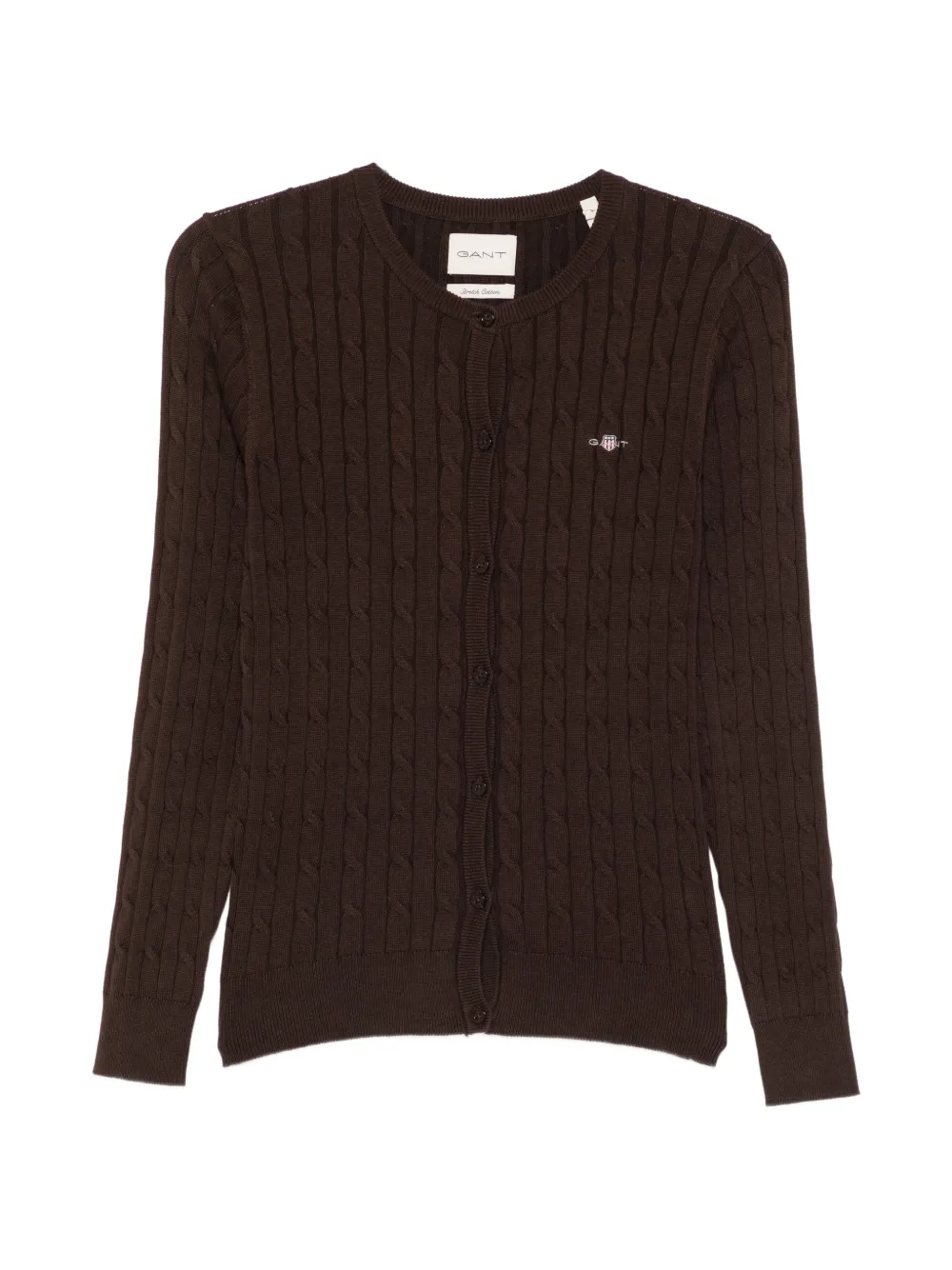 Gant cardigan en maille torsadée - Marron