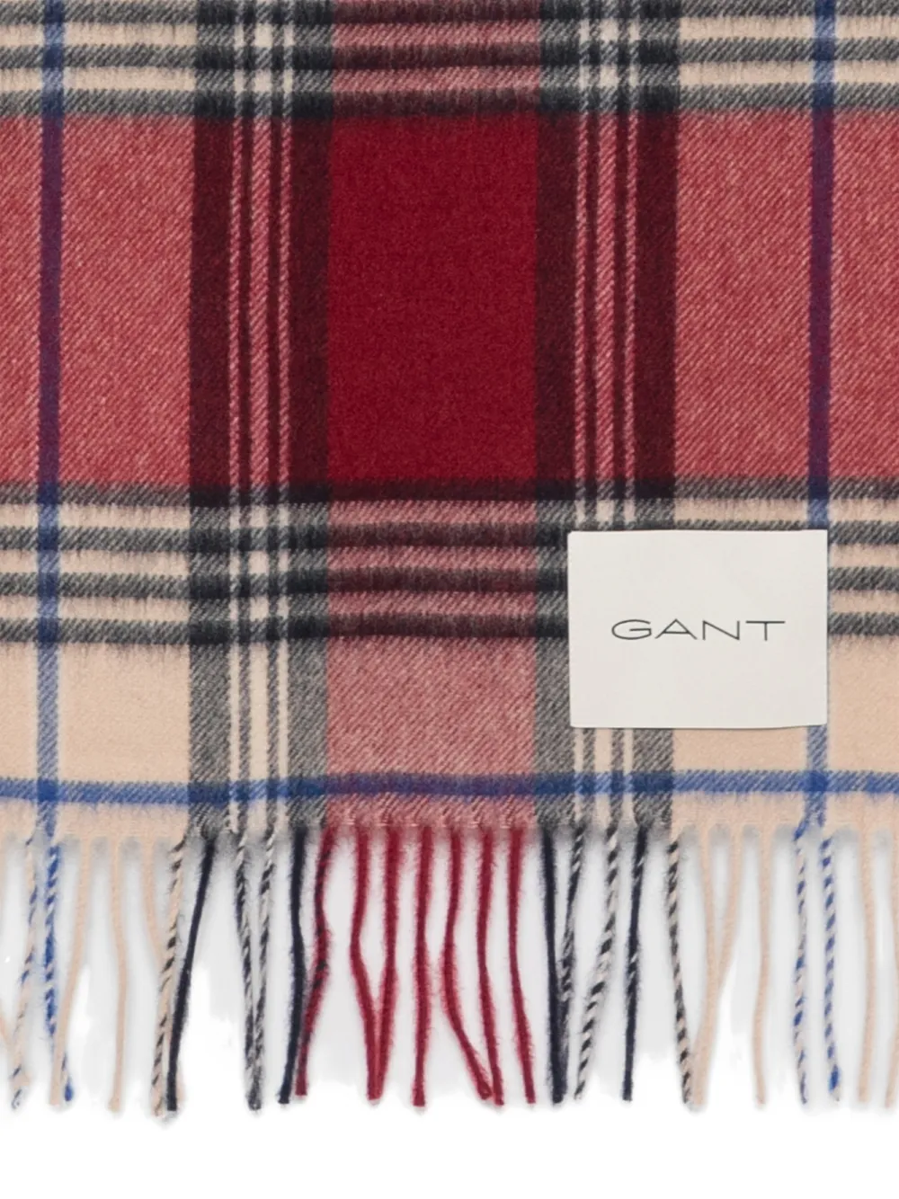 Gant checked fringed scarf Rood