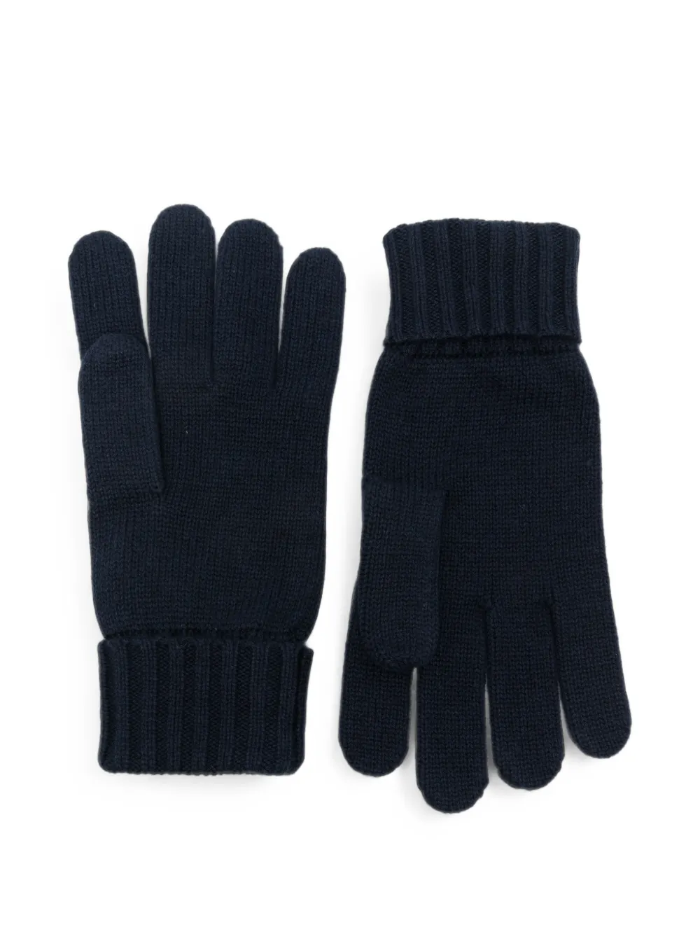Gant logo-embroidered ribbed-cuff gloves Blauw