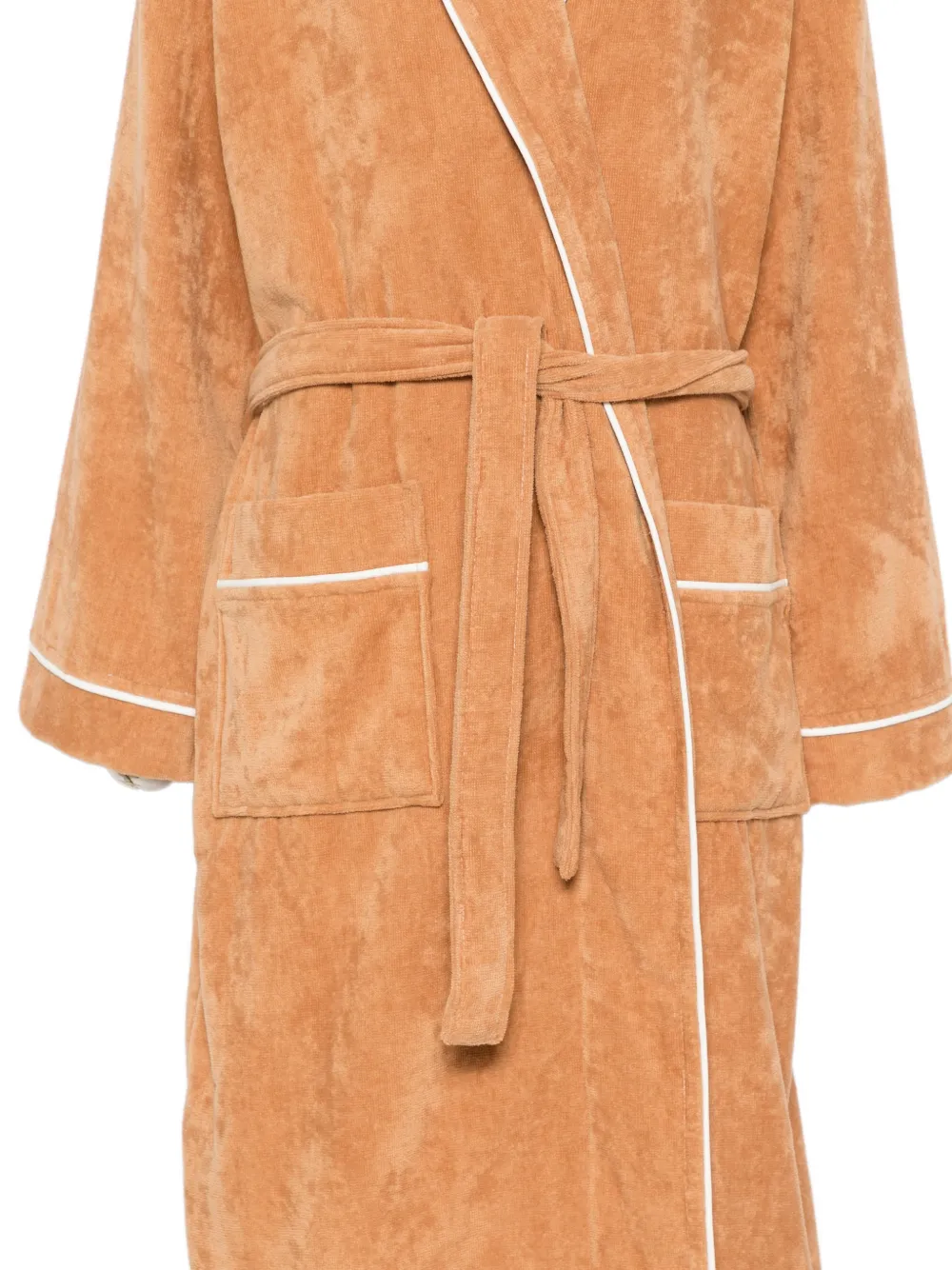 Gant Solid fluwelen badjas met biesafwerking Bruin
