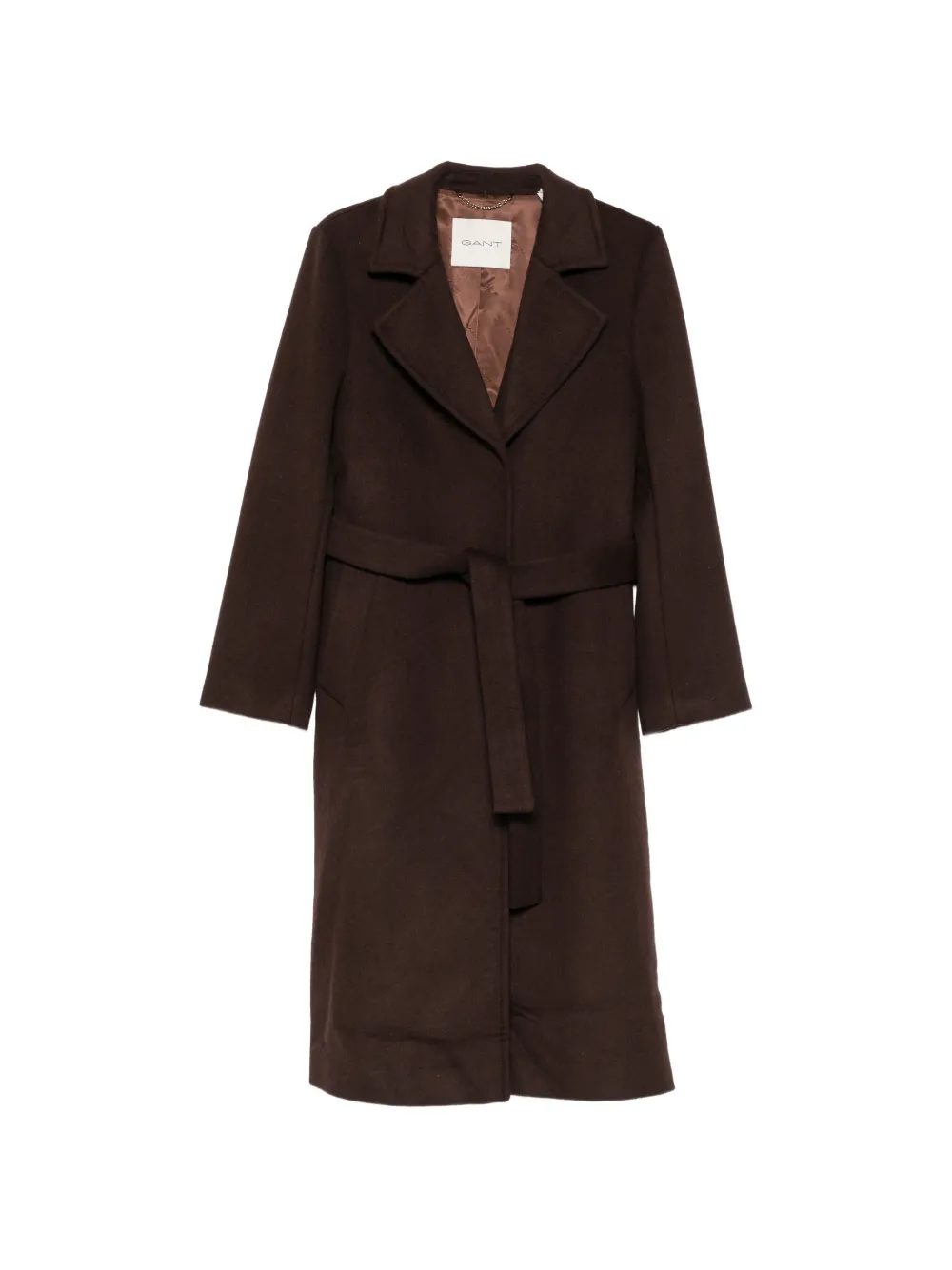 Gant Belted Notched-lapel Coat In Brown