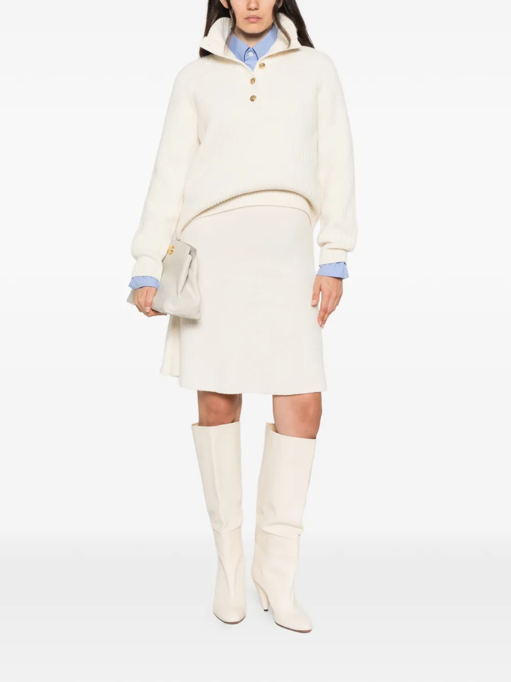 Gant ribbed button-up sweater Beige