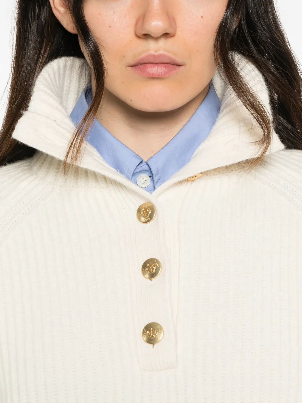 Gant ribbed button-up sweater Beige