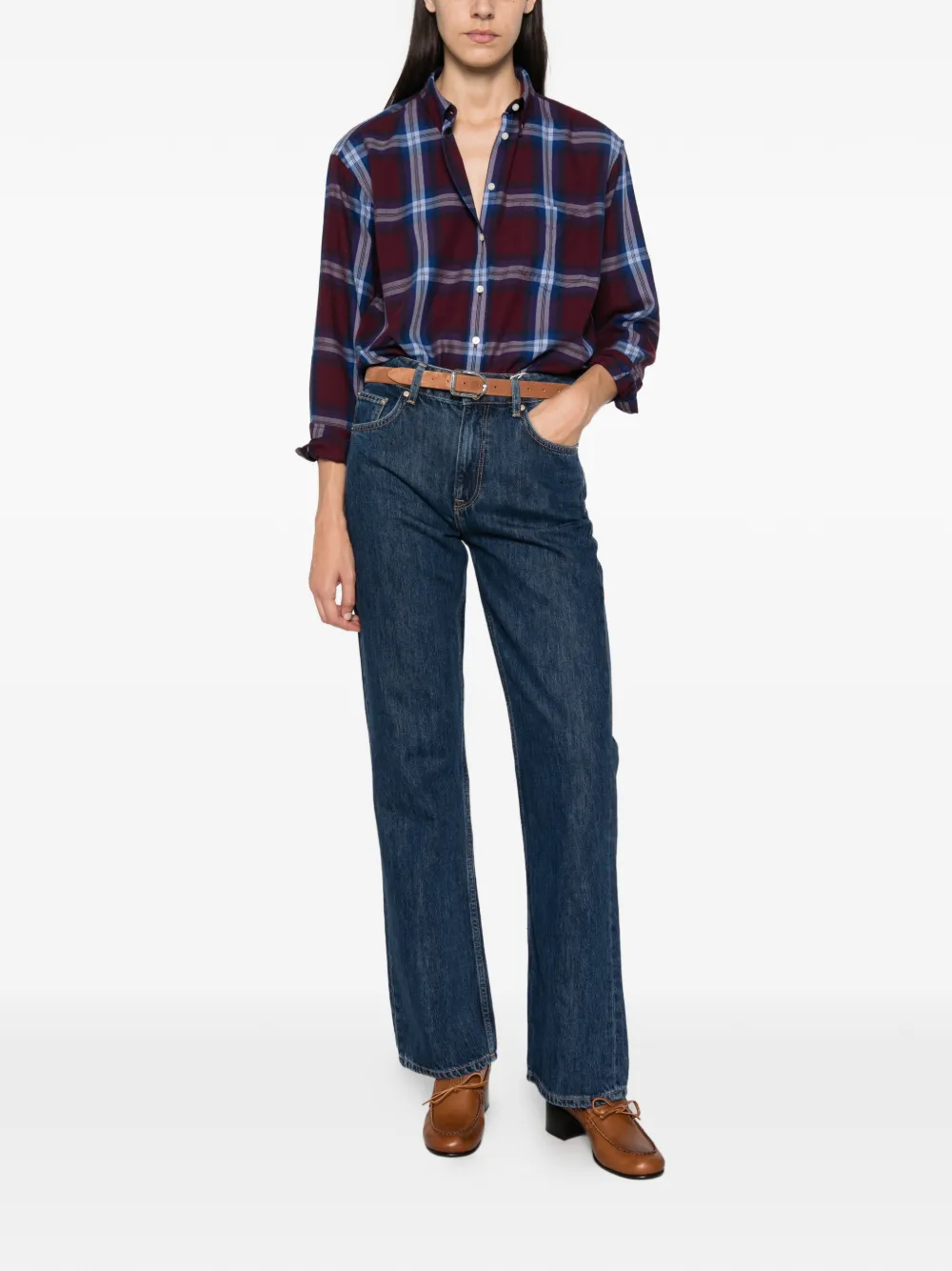 Gant Geruit flanellen shirt Rood