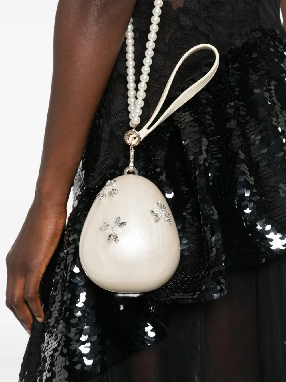 Simone Rocha crystal-embellished Egg tote bag Beige