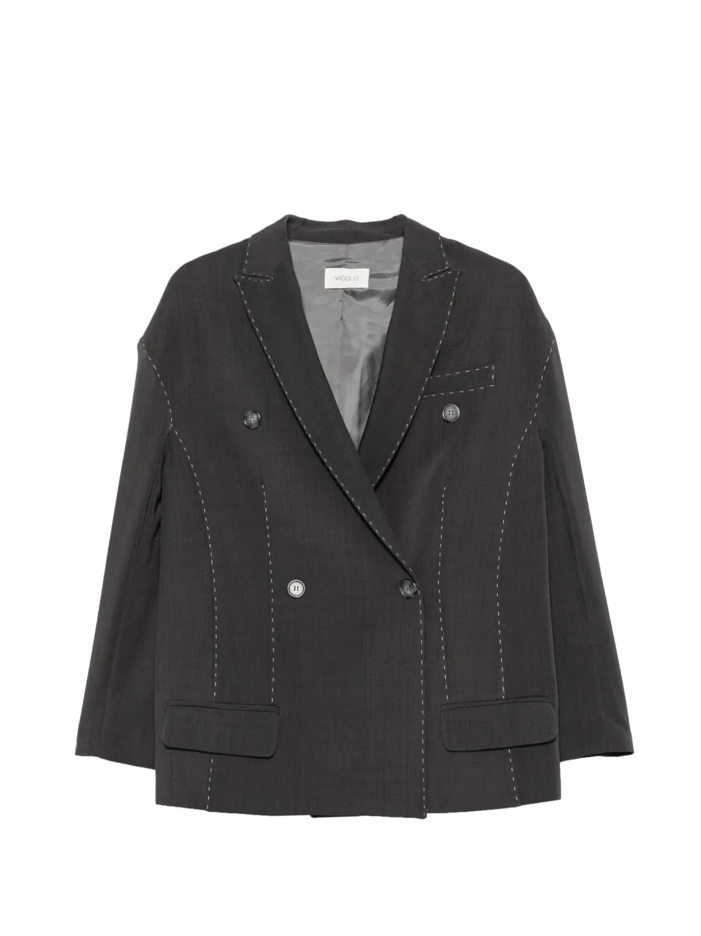 VICOLO contrast-stitched double-breasted blazer - Grigio
