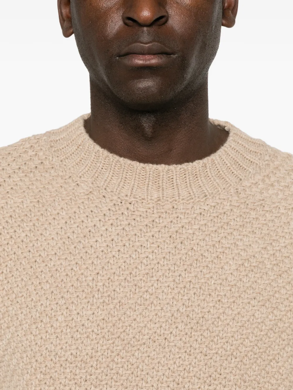 Stone Island Wafelgebreide trui met Compass-patch Beige