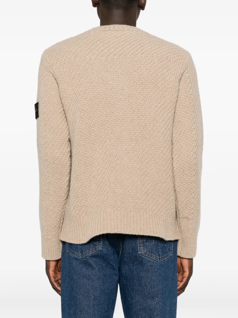 Stone Island Wafelgebreide trui met Compass-patch Beige
