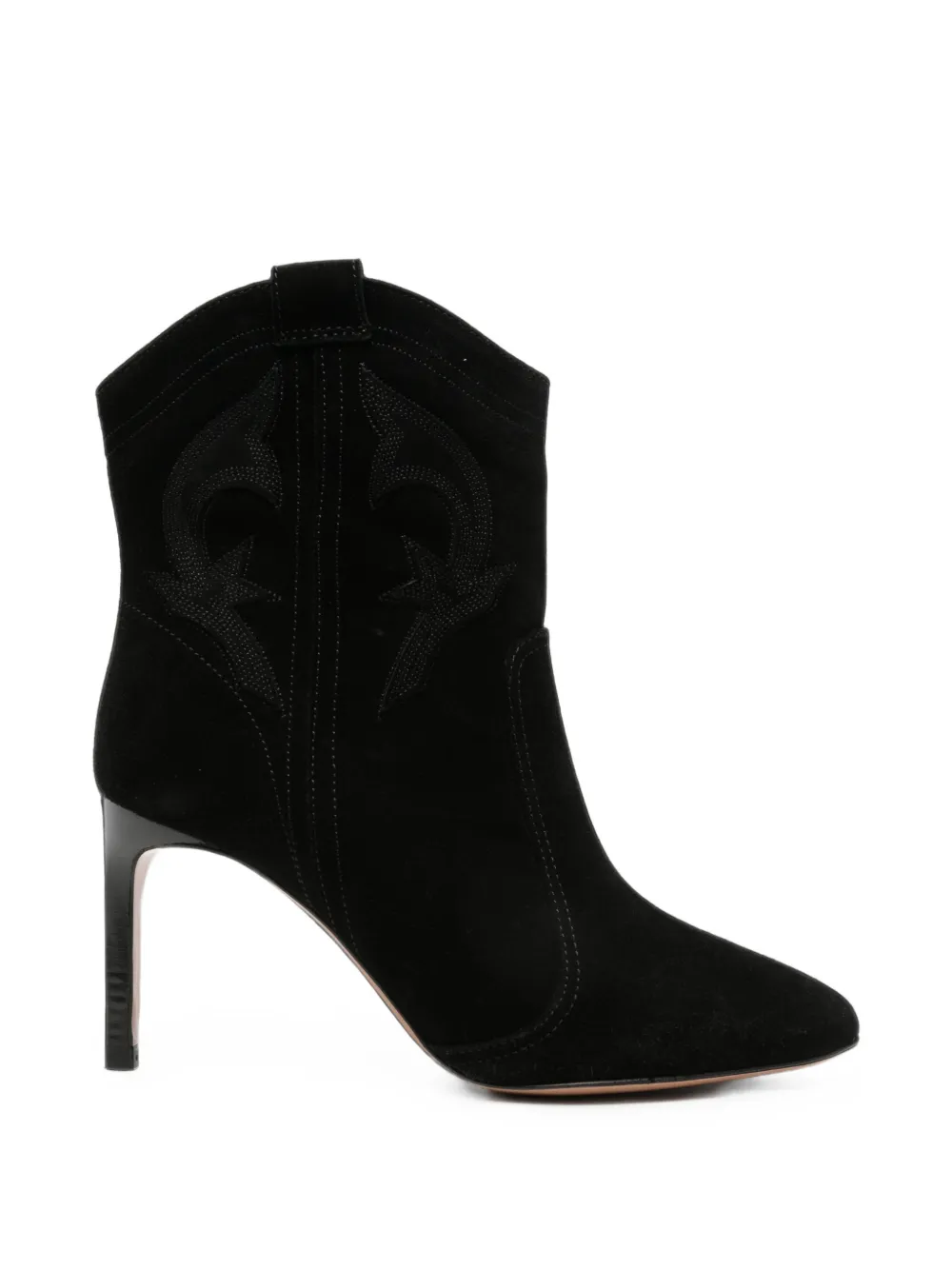 Ba&sh Caitlin Embroidered Suede Cowboy Boots In Black