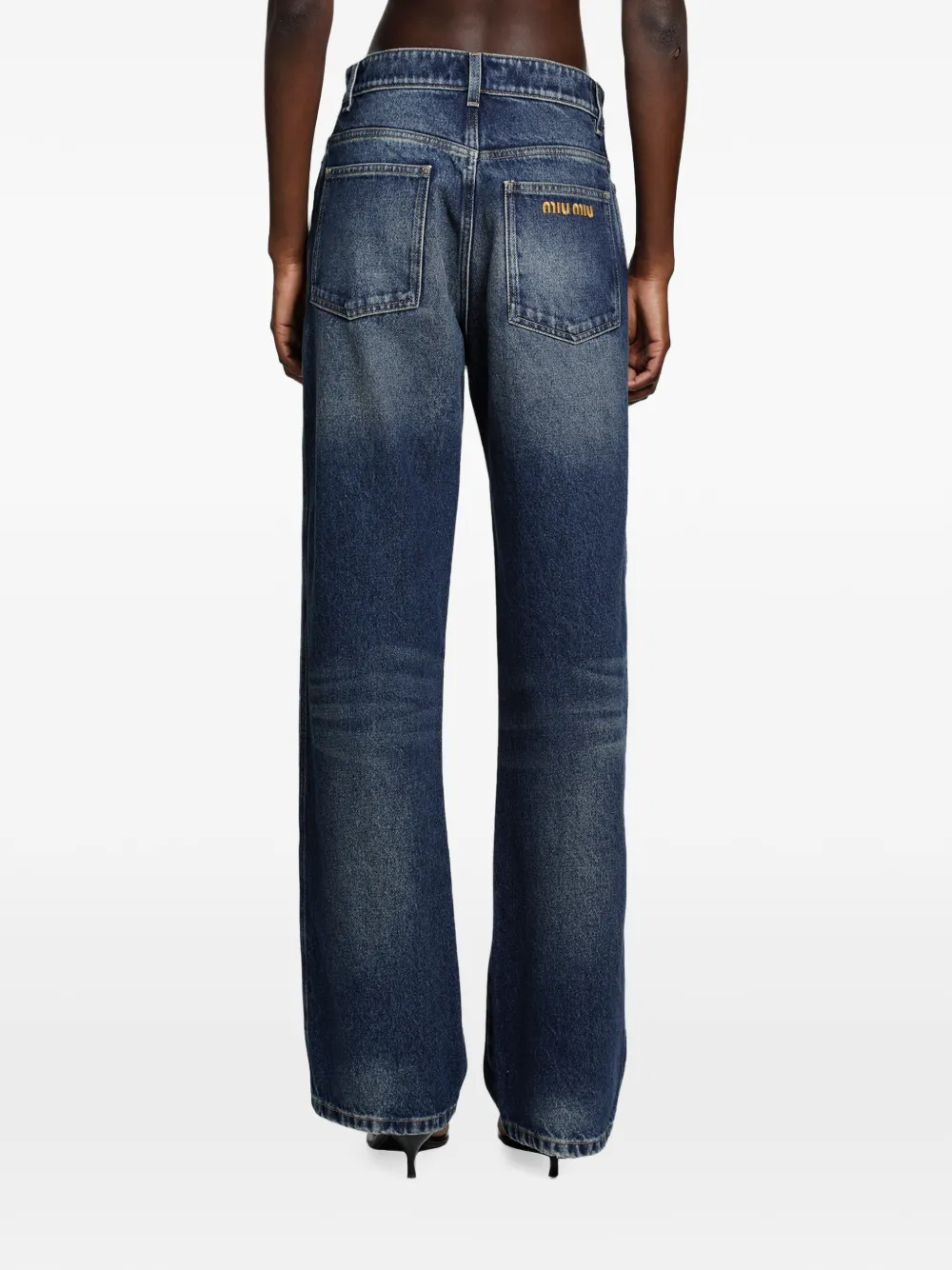 Miu Jeans met geborduurd logo Blauw