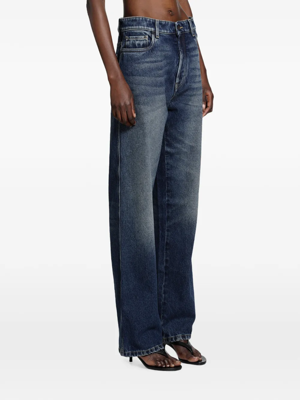 Miu Jeans met geborduurd logo Blauw