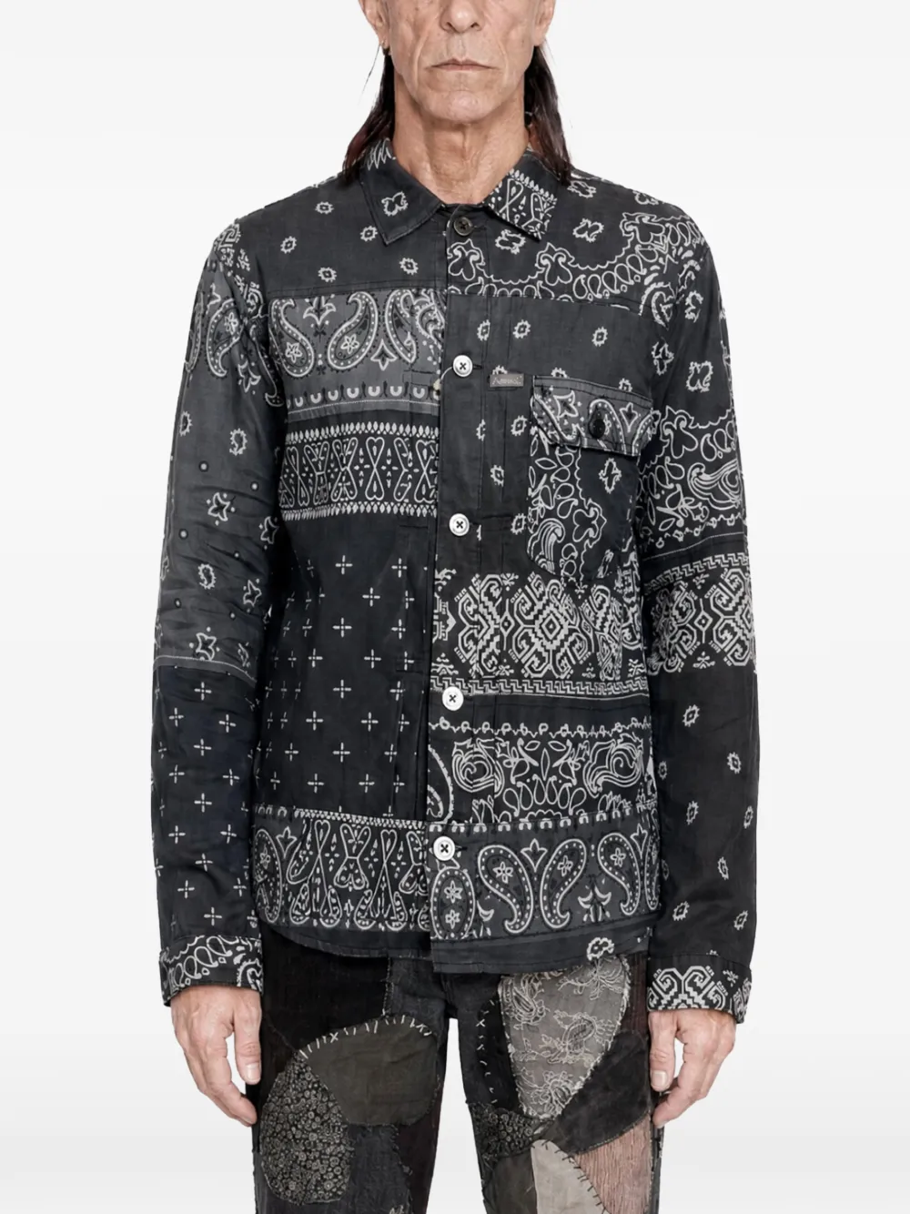 KAPITAL bandana-print patchwork shirt jacket - Schwarz