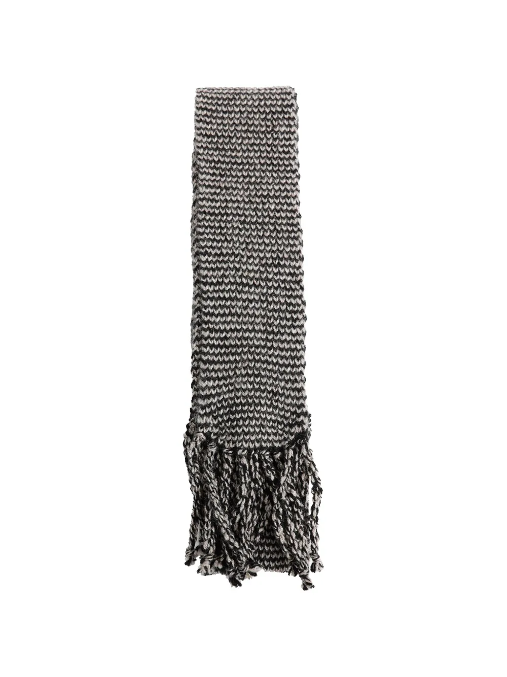 Ziggy Chen Crochet Fringed Scarf In Black