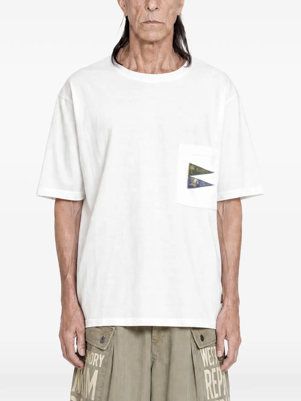 KAPITAL Pennant patch cotton T-shirt - Blanc KAPITAL Pennant patch cotton T-shirt - Blanc