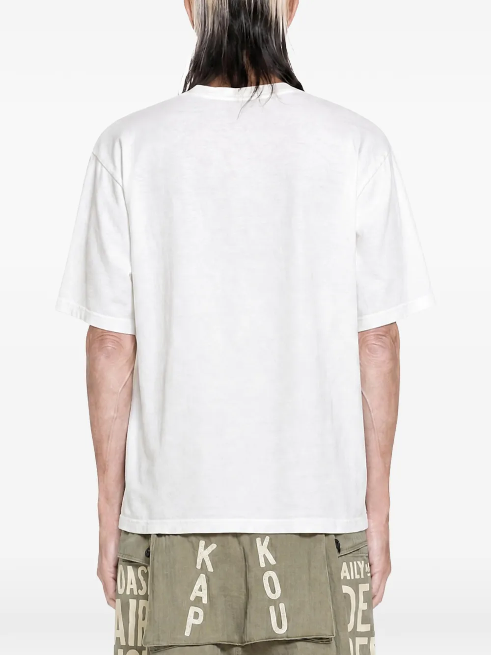 KAPITAL Katoenen T-shirt met vaantjes-patch Wit