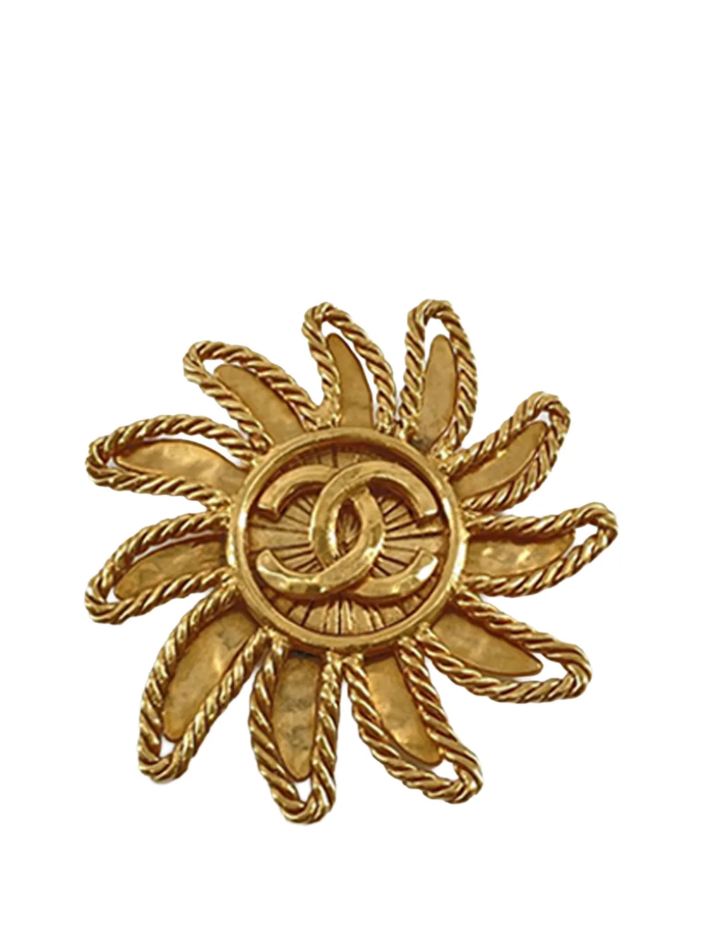 CHANEL Pre-Owned 1994 CC Gold Plated Sun Motif Brooch costume brooch - Oro