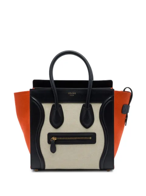 Celine Pre-Owned 2014 Micro Tricolor Canvas and Leather Luggage tote bag