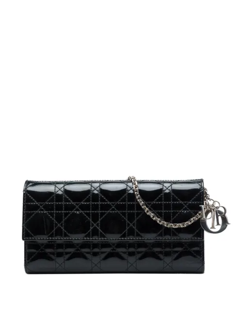 Christian Dior Pre-Owned 2015 페이턴트 까나쥬 월렛 레이디 디올 월렛 온 체인 크로스 백