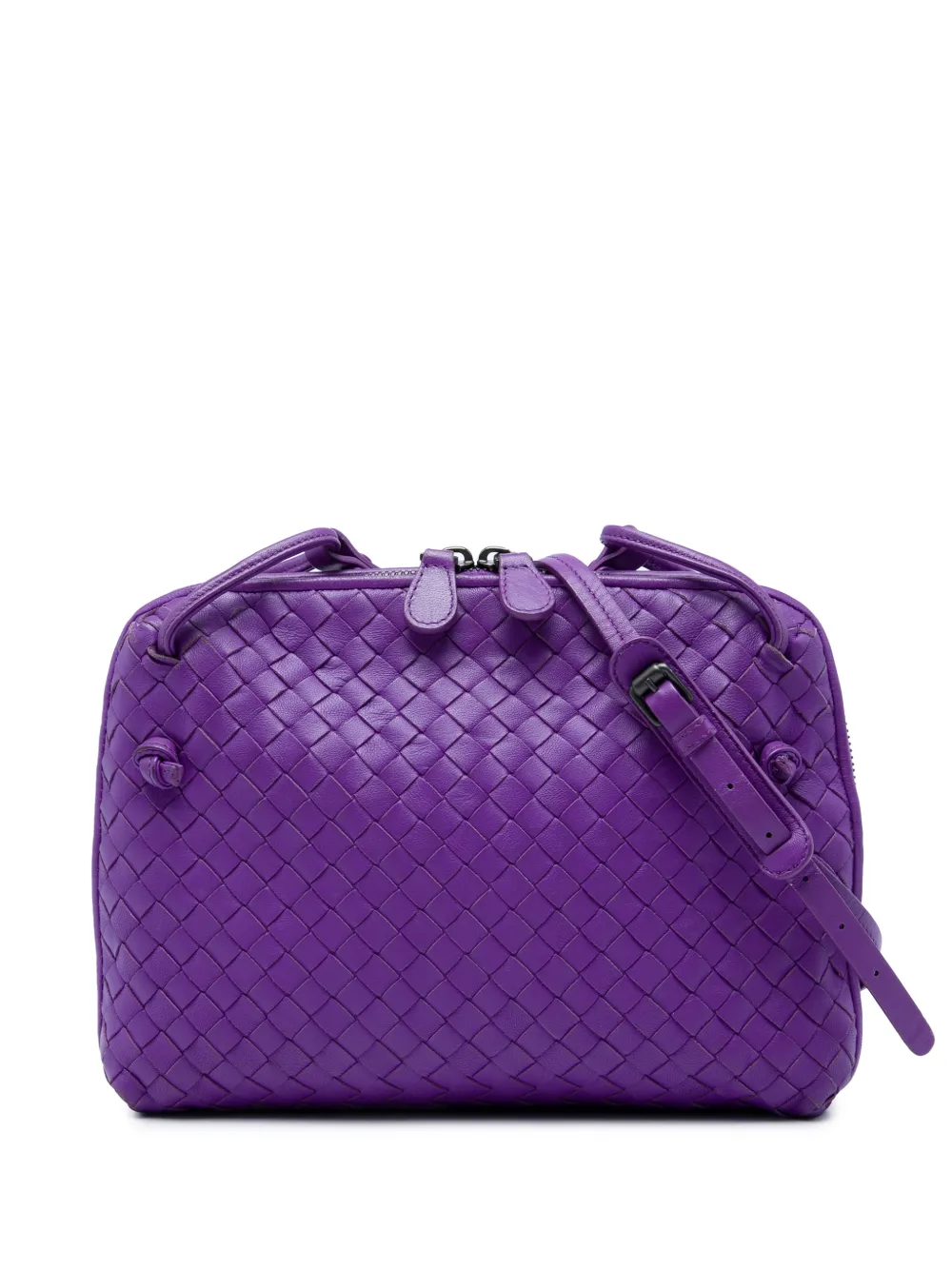 Pre-owned Bottega Veneta 2012-2026 Nappa Intrecciato Nodini Crossbody Bag In Purple