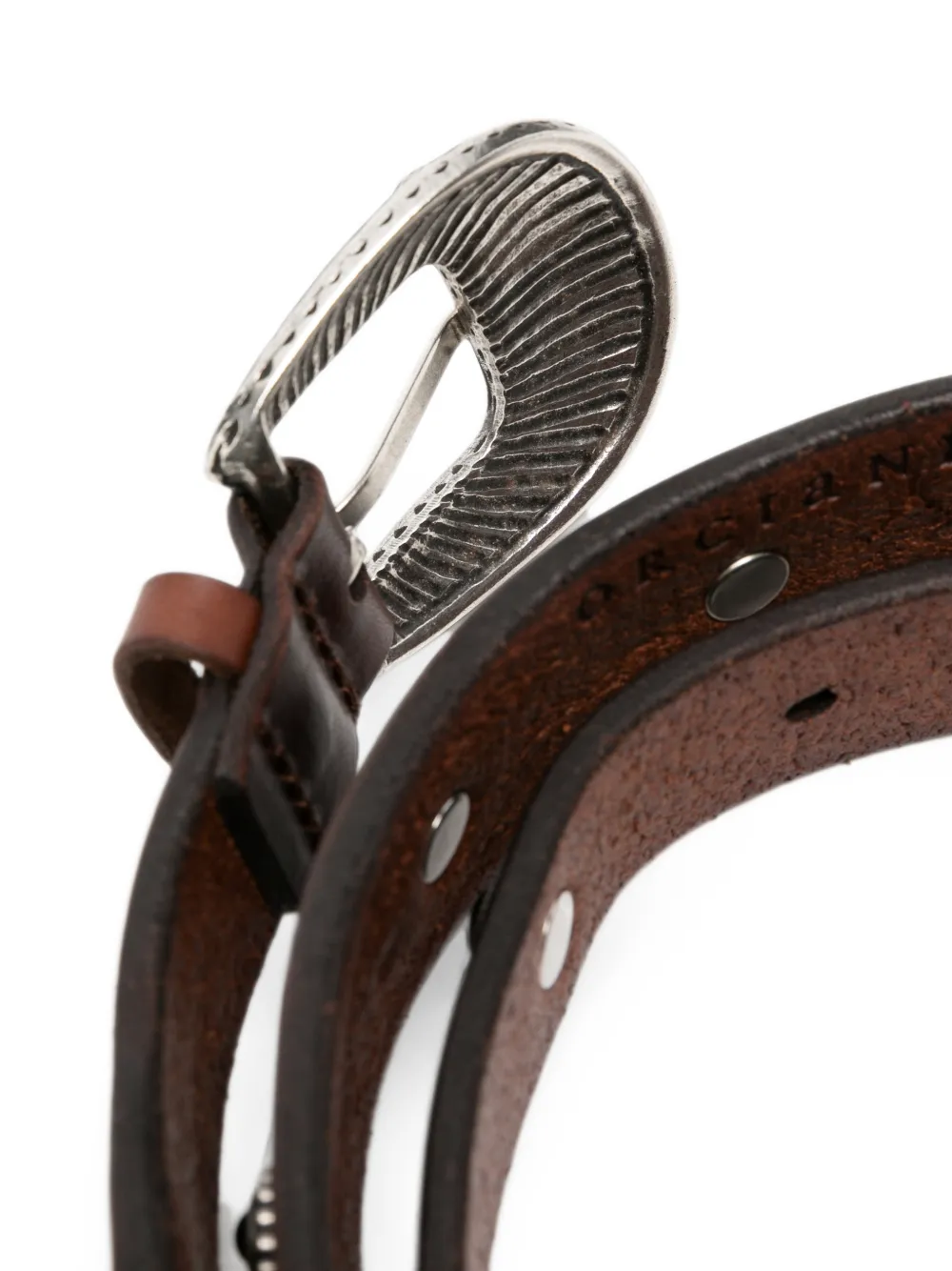 Orciani embellished engraved-buckle belt Bruin