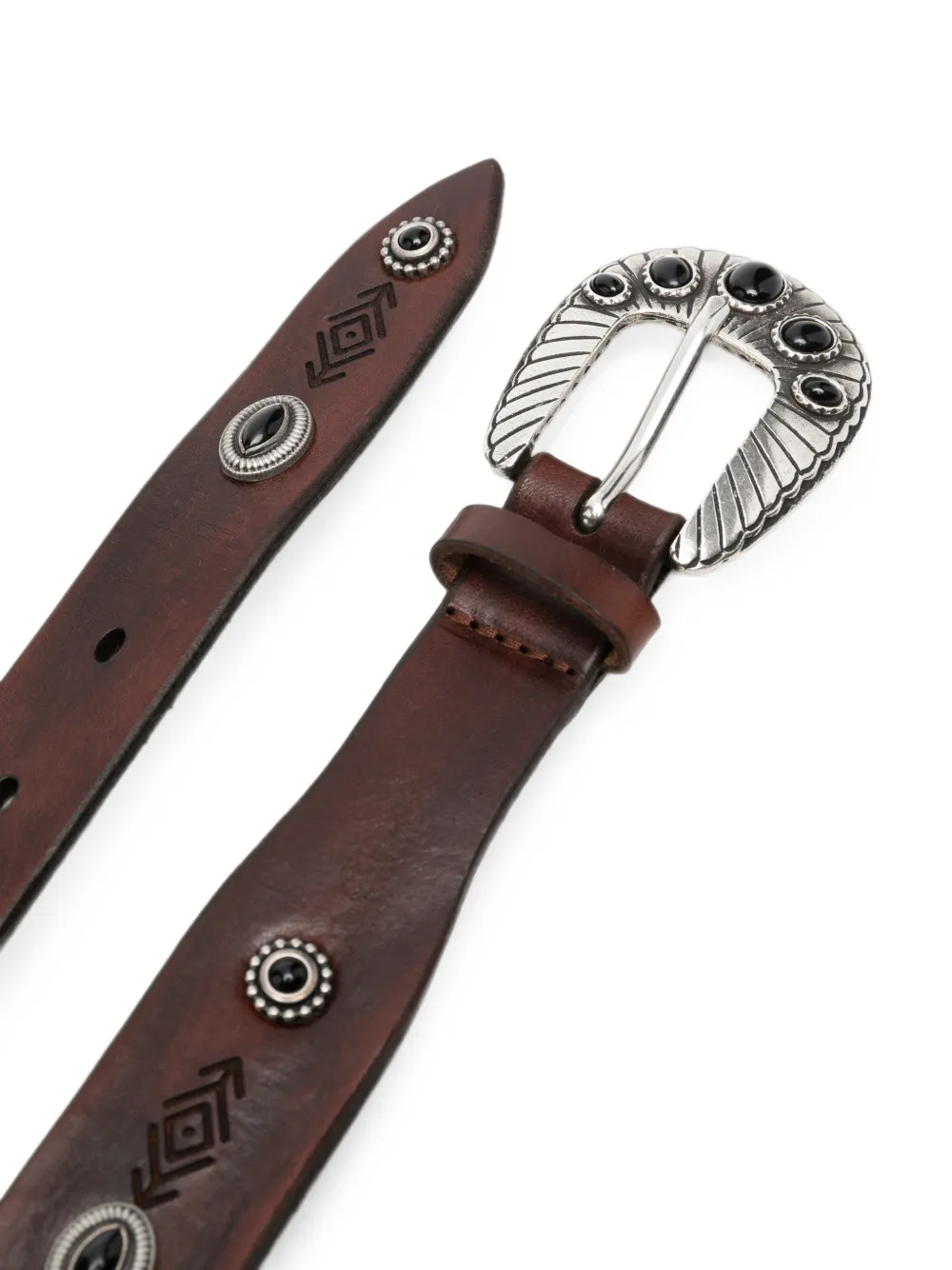 Orciani embellished engraved-buckle belt Bruin