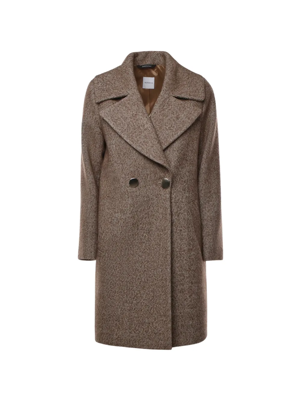 ALISHEVA herringbone double-breasted coat