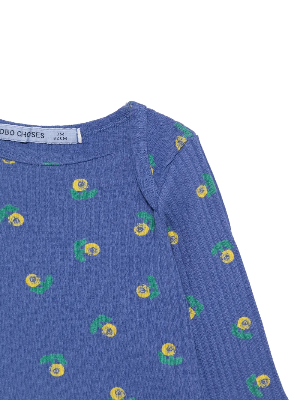 Bobo Choses Geribbeld T-shirt met bloemenprint Blauw