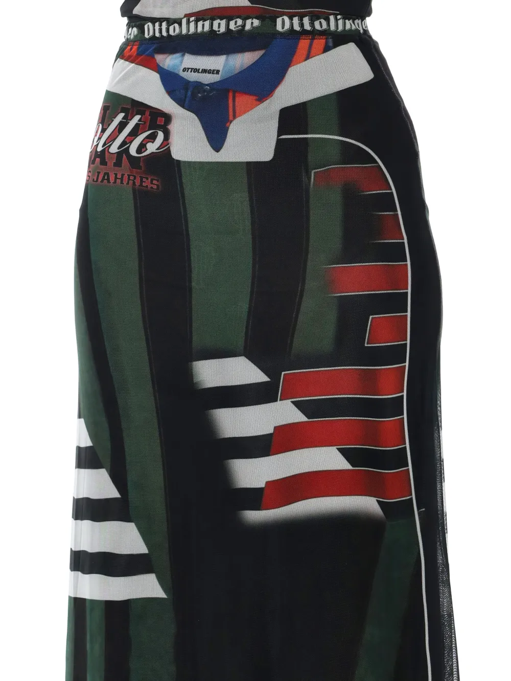 Ottolinger graphic-print mesh maxi skirt Zwart