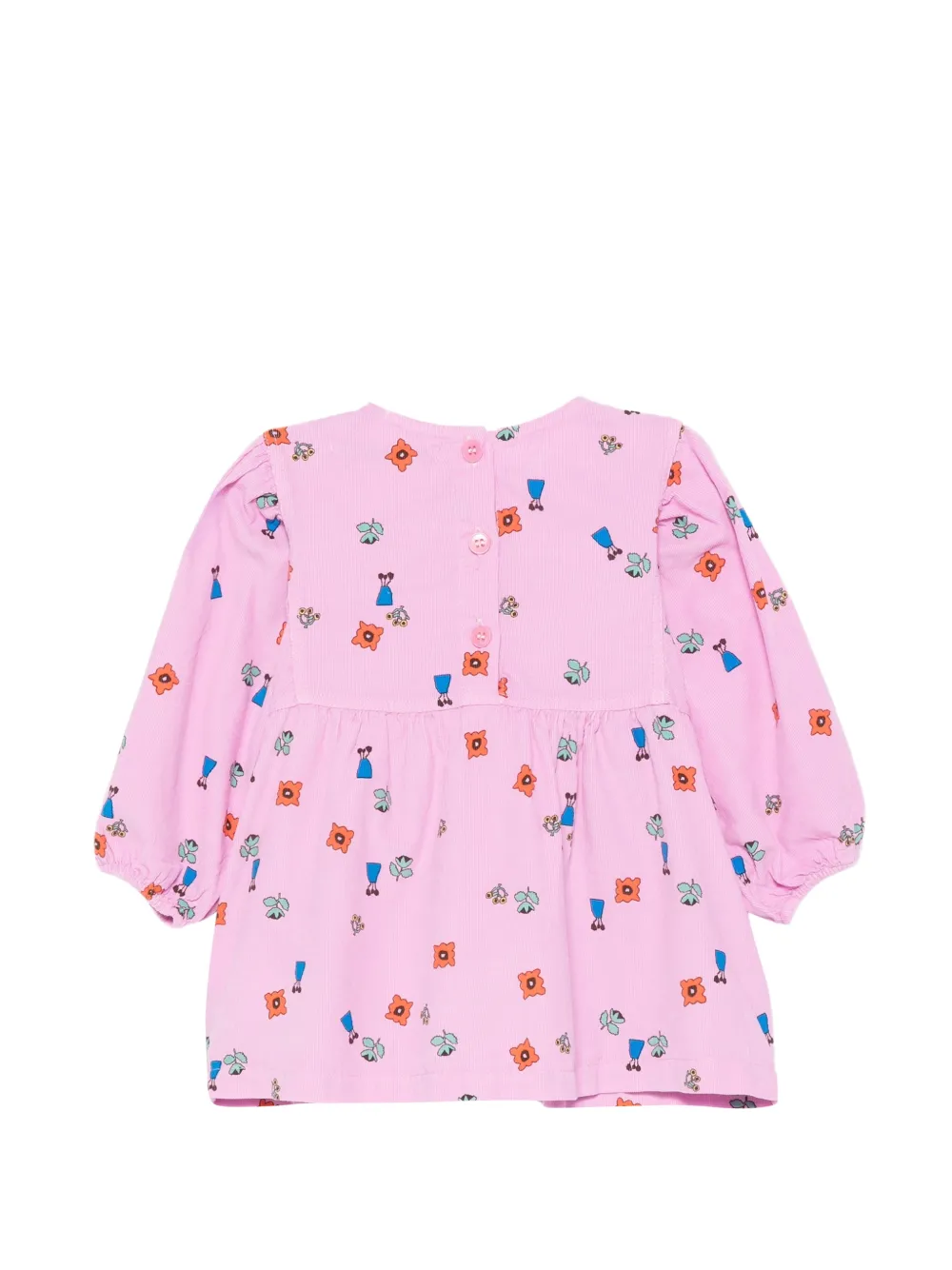 Bobo Choses Ribfluwelen jurk met bloemenprint Roze