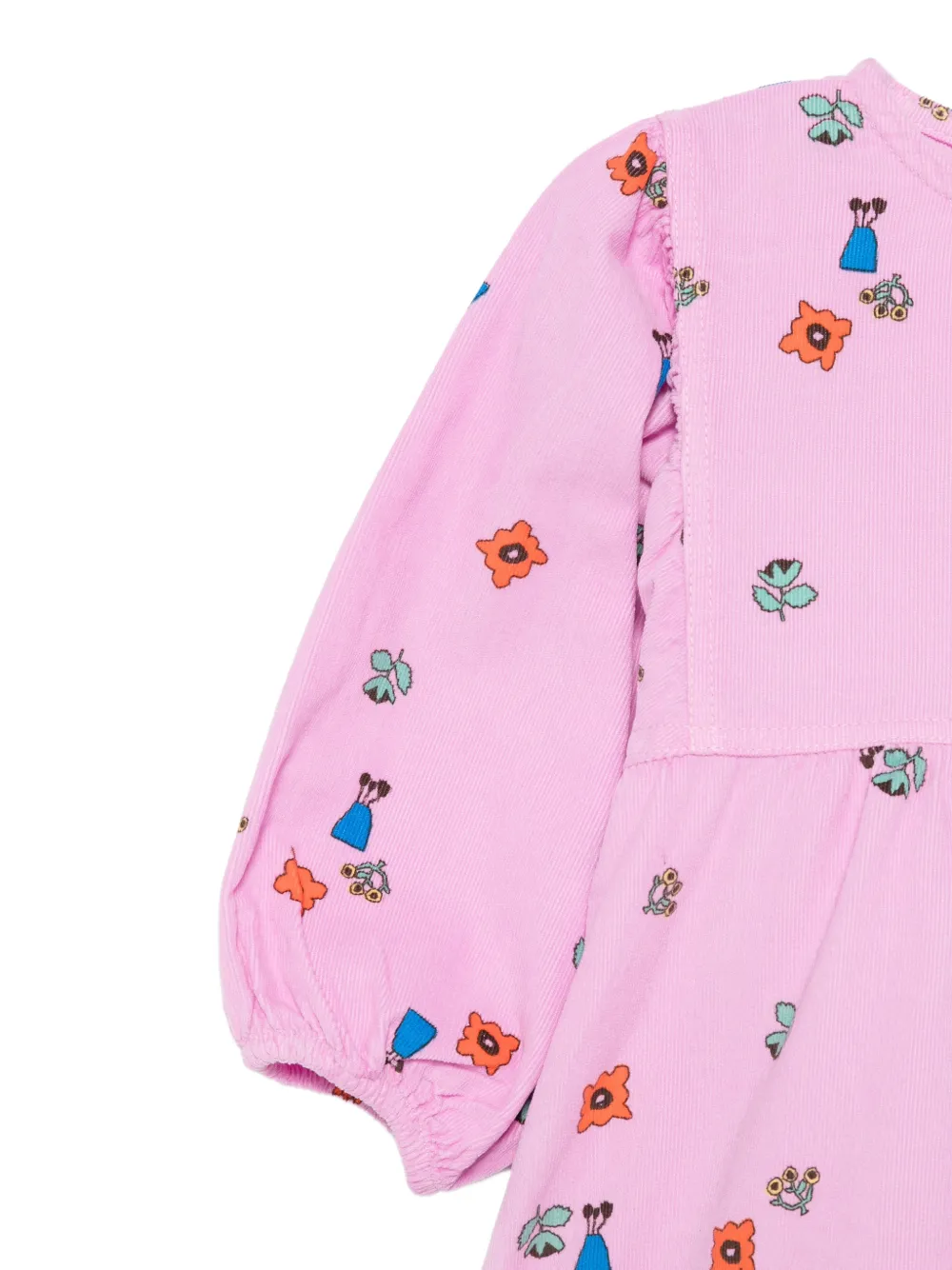 Bobo Choses Ribfluwelen jurk met bloemenprint Roze