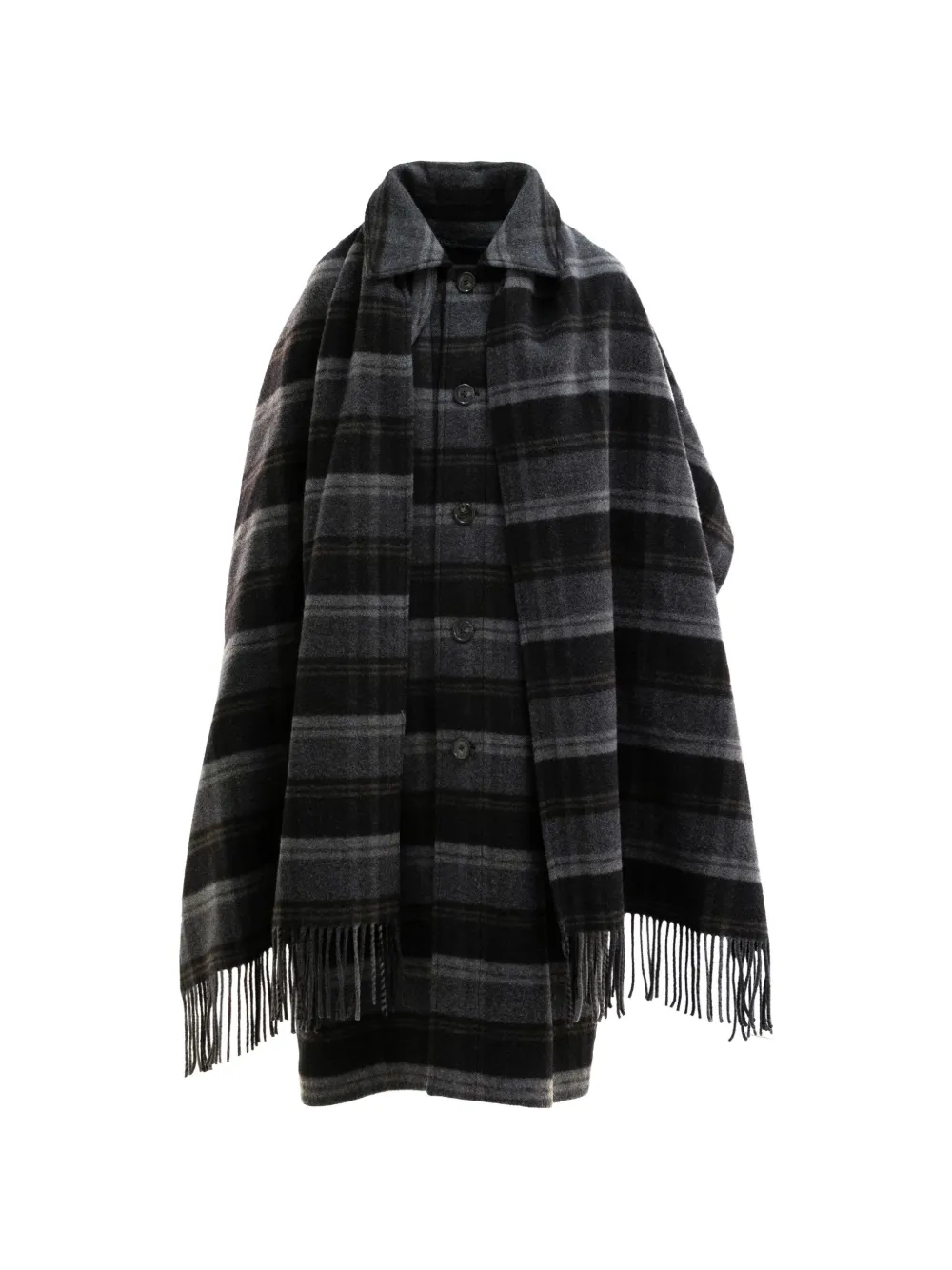 Polo Ralph Lauren check-pattern scarf-detail coat - Nero