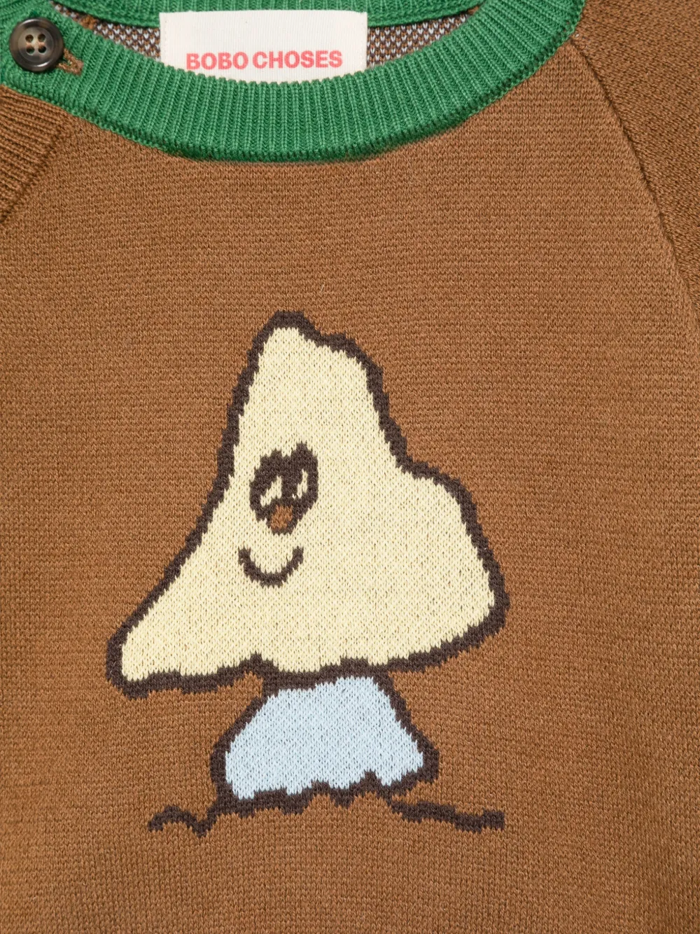 Bobo Choses Trui met grafische intarsia en knoopsluiting Bruin