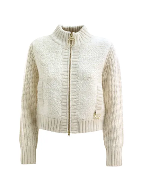 Barbour fleece-panelled ribbed-knit jacket