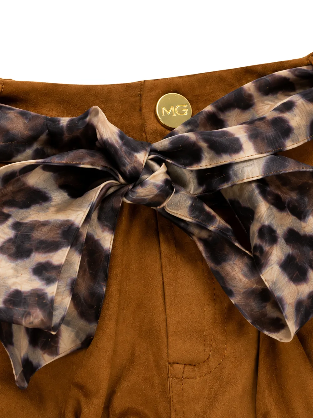 Miss Grant Kids Shorts met luipaardprint en strikdetail Bruin