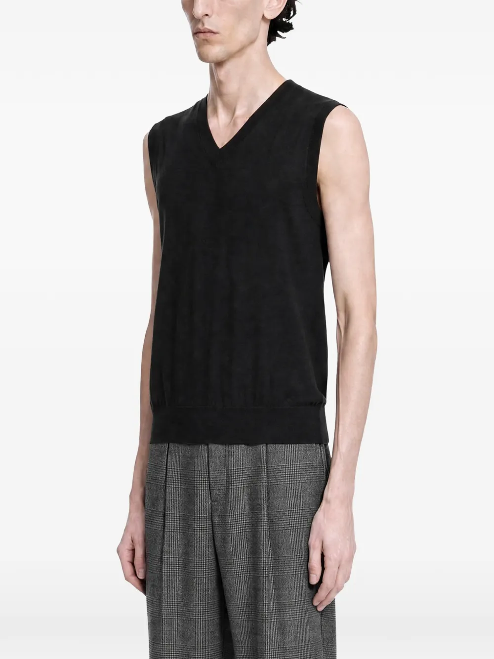 Lardini Gebreide wollen spencer met V-hals Zwart