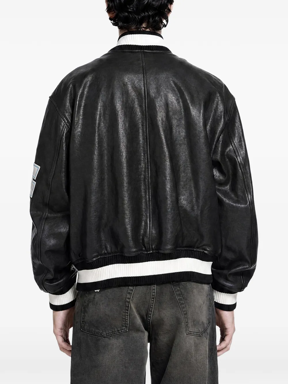 Off-White Universiteitsjack met patchdetail Zwart