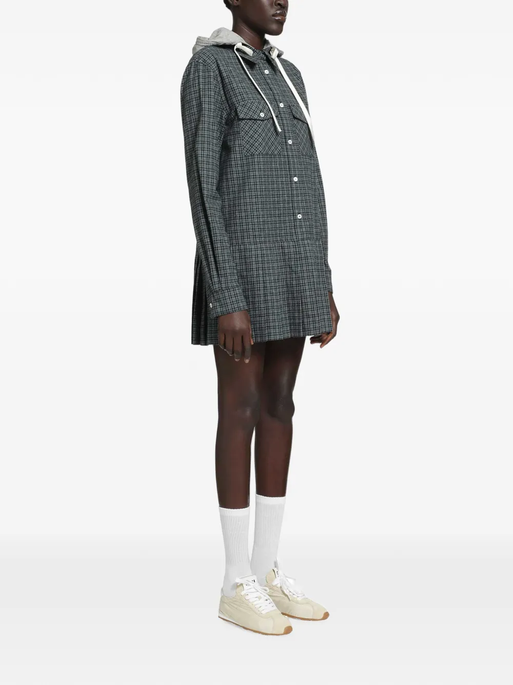 Miu Geruite flanellen jurk Blauw