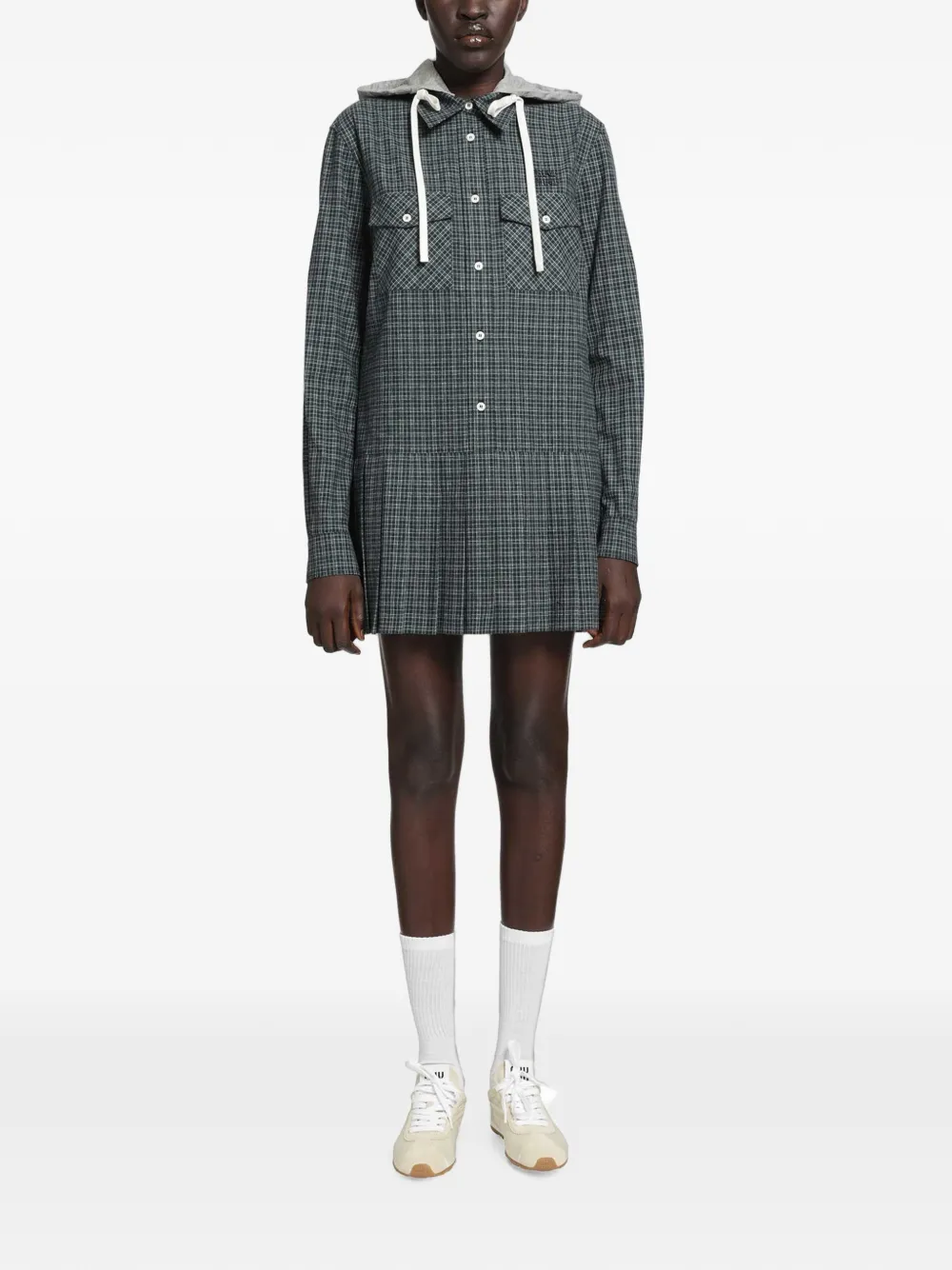 Miu Geruite flanellen jurk Blauw