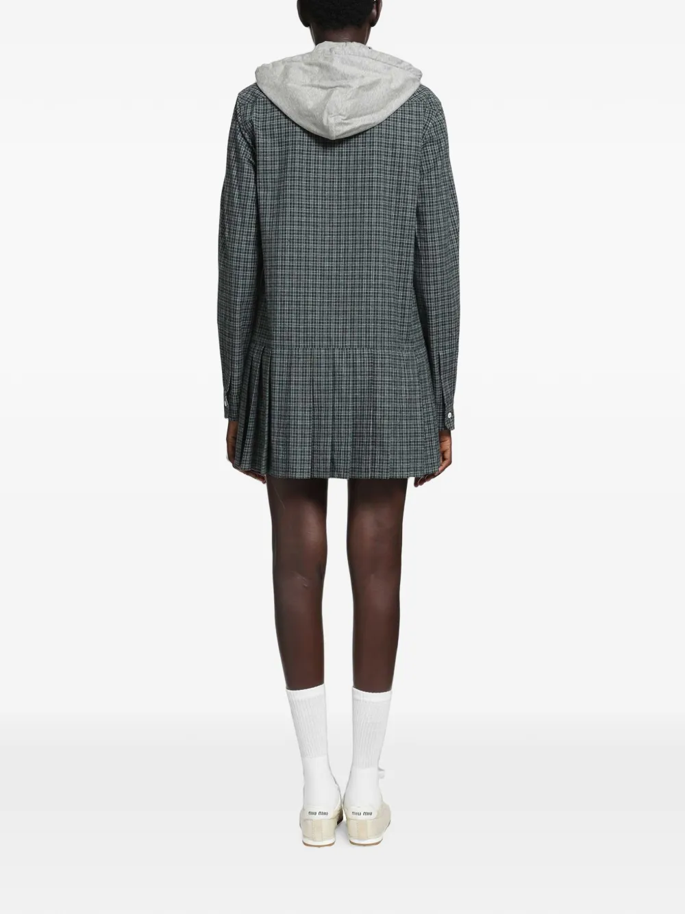 Miu Geruite flanellen jurk Blauw