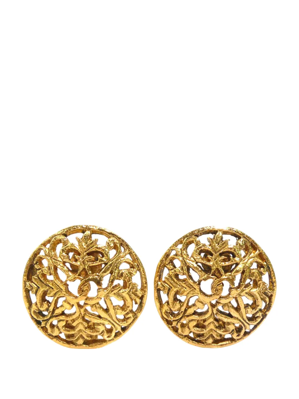 CHANEL Pre-Owned 1980-1990 CC Gold Plated Filigree Round Clip On Earrings costume earrings - Oro
